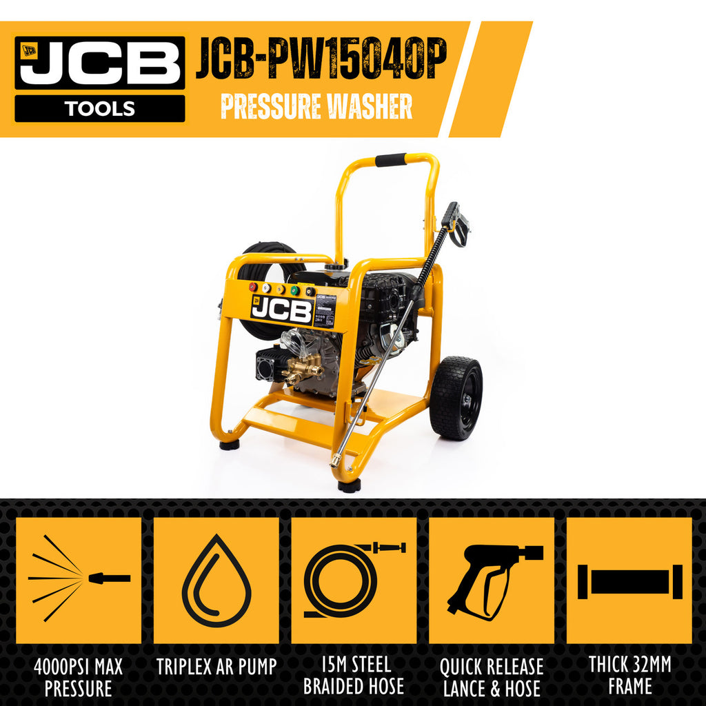 JCB TOOLS 224CC 3100PSI PETROL PRESSURE WASHER AR TRIPLEX PUMP
