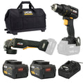 JCB PROFESSIONAL TWIN KIT COMPACT COMBI DRILL (75N.m) + ANGLE GRINDER (125mm) 2 X 5.0Ah 4.5A CHARGER