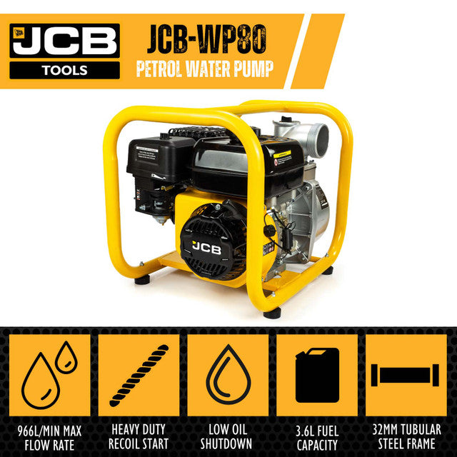 JCB TOOLS JCB PETROL 3 INCH 80MM WATER PUMP